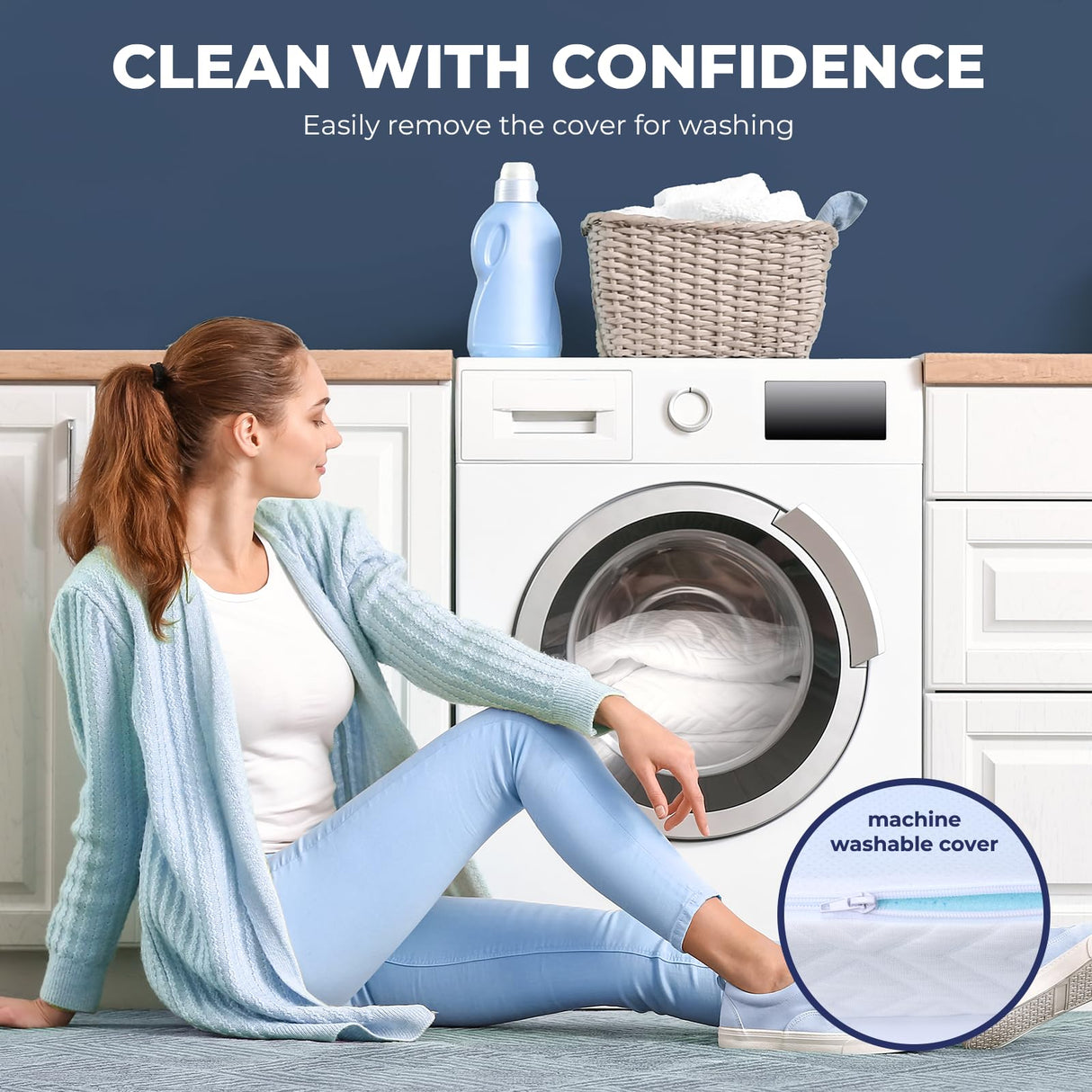 Memory Foam Mattress Topper - 3 Inch Gel Mattress Pad for Pressure Relief, Premium Soft Cooling Sleep Bed Topper, Non-Slip Design with Removable & Washable Cover (White, Full) zibroges