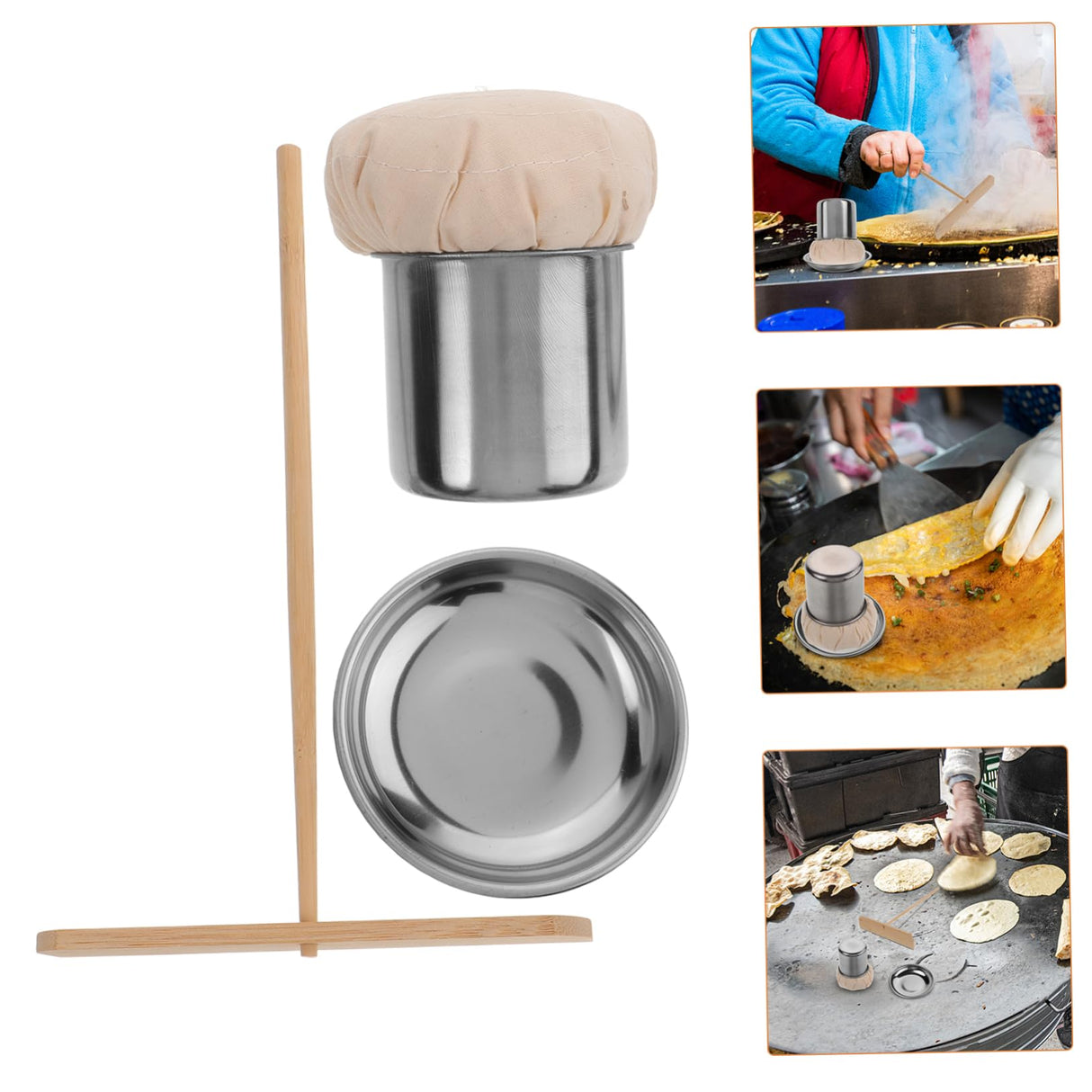 MERRYHAPY 1 Set Pancake Fruit Tool Dough Spreader Oil Brush for Cooking Dough Baking Scraper Crepe Spreader Stick Bbq Oil Mop Pancake Grease Brush Bbq Oil Brush Crepe Spreader Tool Cloth MERRYHAPY