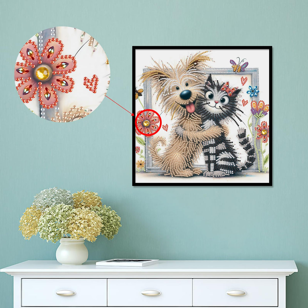 AiYuanzsh Cat and Dog Diamond Art Painting Kits for Adults, 5D Special Shape Diamond Art Kits for Beginners, Crystal Rhinestones Diamond Art Painting for Home Wall Decoration Gift 12×12 inch AiYuanzsh