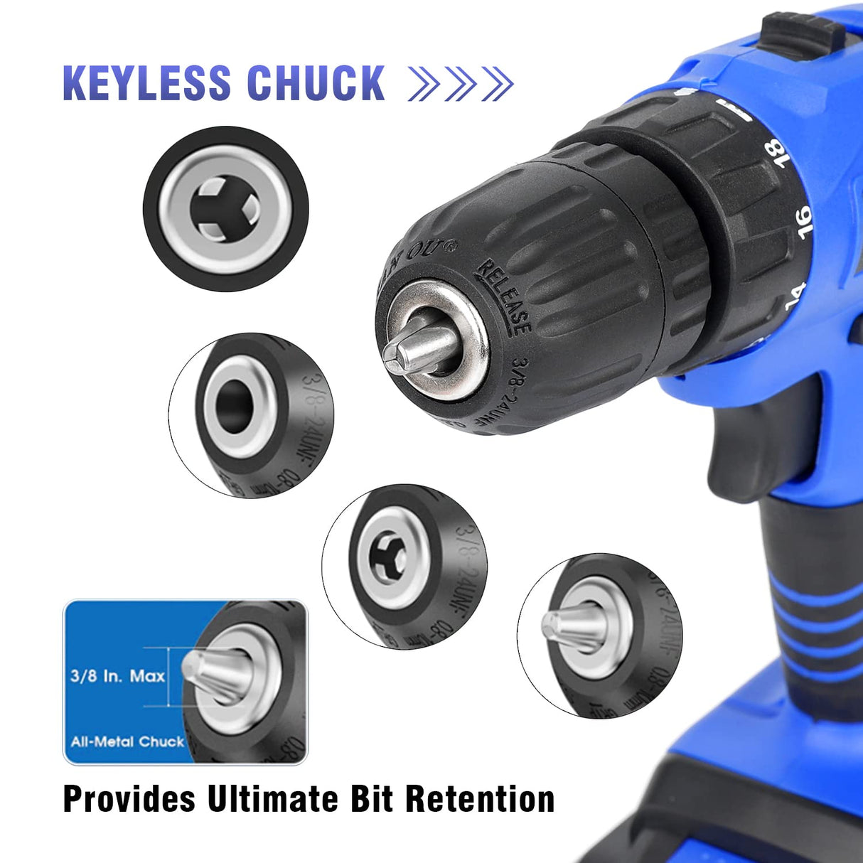 Portable Power Drill Set with 37PCS Drill Bit,21V Cordless Drill Driver Kit with Battery and Charger,Jar-owl Home Tool Kit with Electric Drill for Men Women Garden Office Repair Maintain-Blue jar-owl