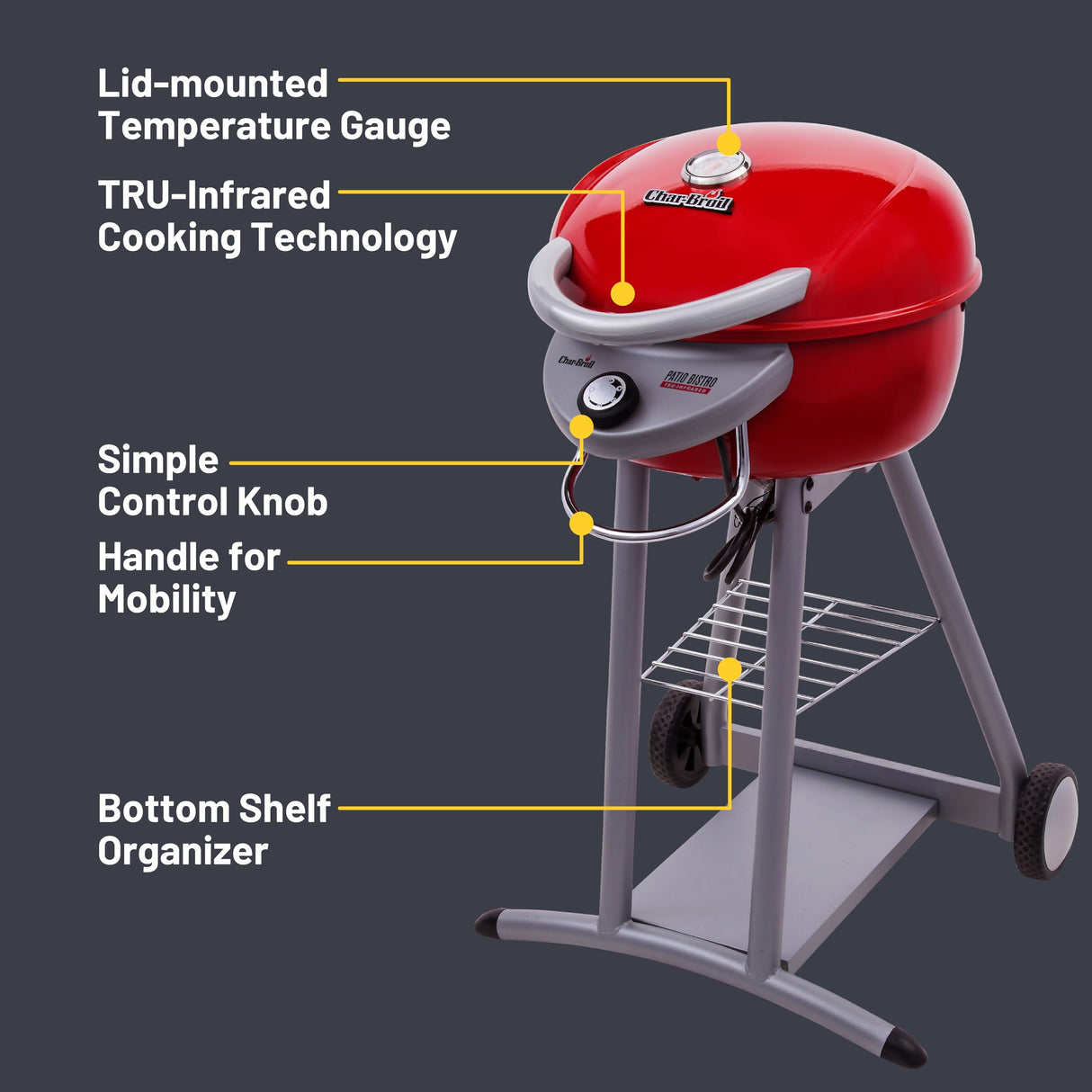 Char-Broil® Patio Bistro® TRU-Infrared™ Electric Grill, Red – 20602109 Char-Broil