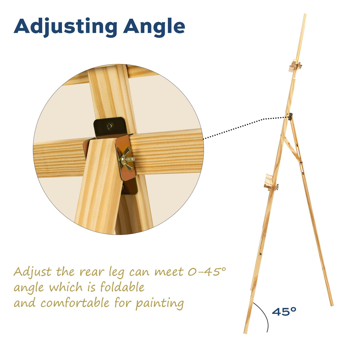 Finenolo Wooden Painting Easel, Adjustable Stand Easel for Canvas Wedding Signs, Holds up to 48", Art Easel for Adults Artist Beginners Students finenolo