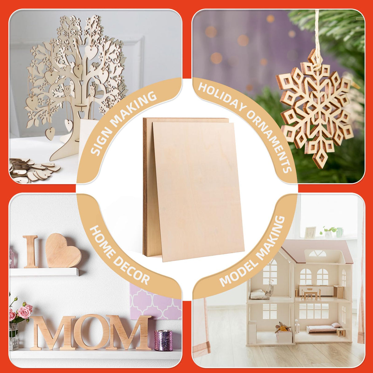 AWIZOM 12 Pack Basswood Sheets for Crafts-12 x 16 x 1/8 Inch- 3mm Thick Plywood Sheets with Smooth Surfaces Unfinished Wood Boards for Laser Cutting, Wood Burning, Architectural Models, Staining AWIZOM