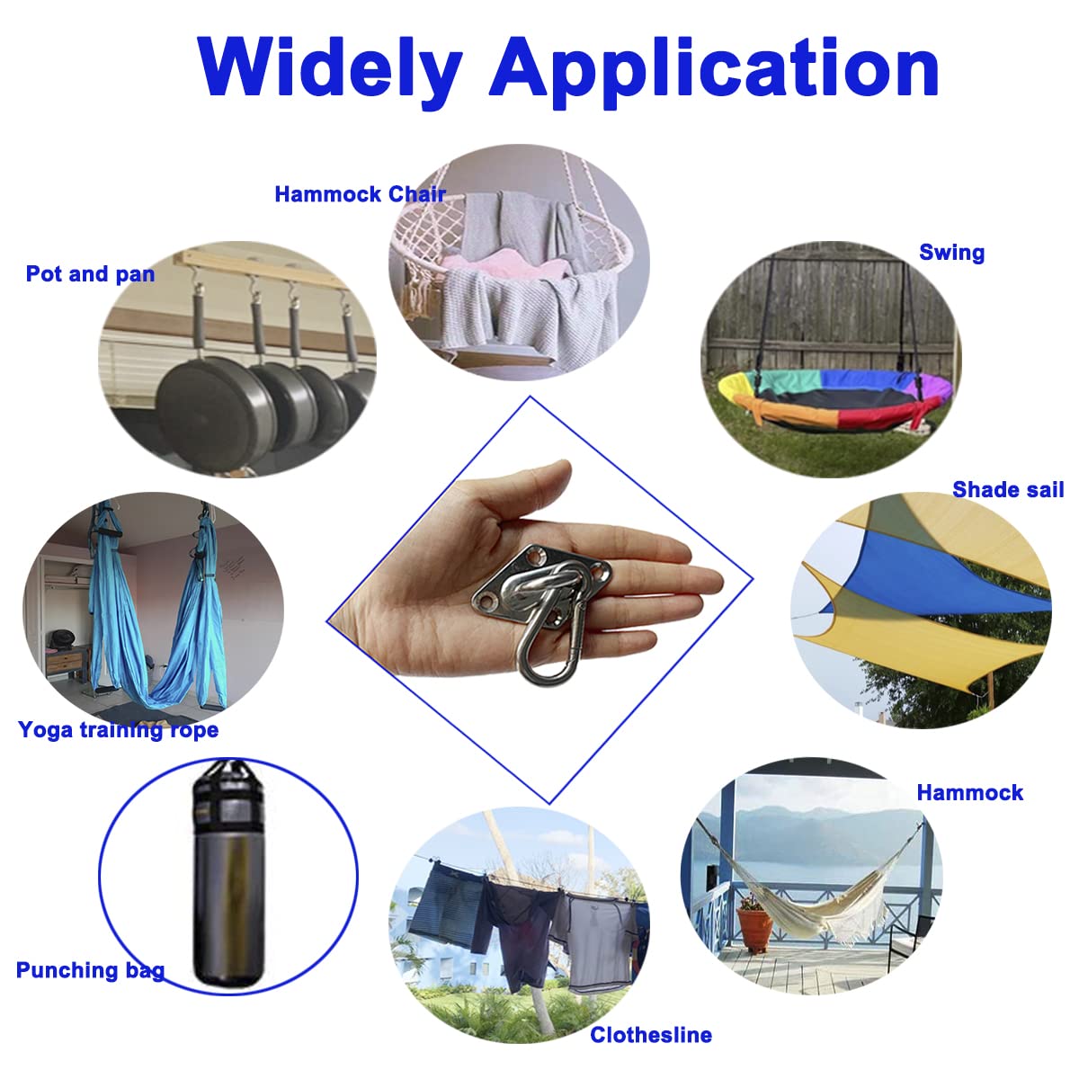 Yaoeruqi 2 Pack Heavy Duty Hammock Hanging Kit – Stainless Steel Hammock Hooks for Wall,Ceiling Mounting | Compatible with Hammock Chairs,Tree Swings,Yoga Swings & Shade Sails Yaoeruqi