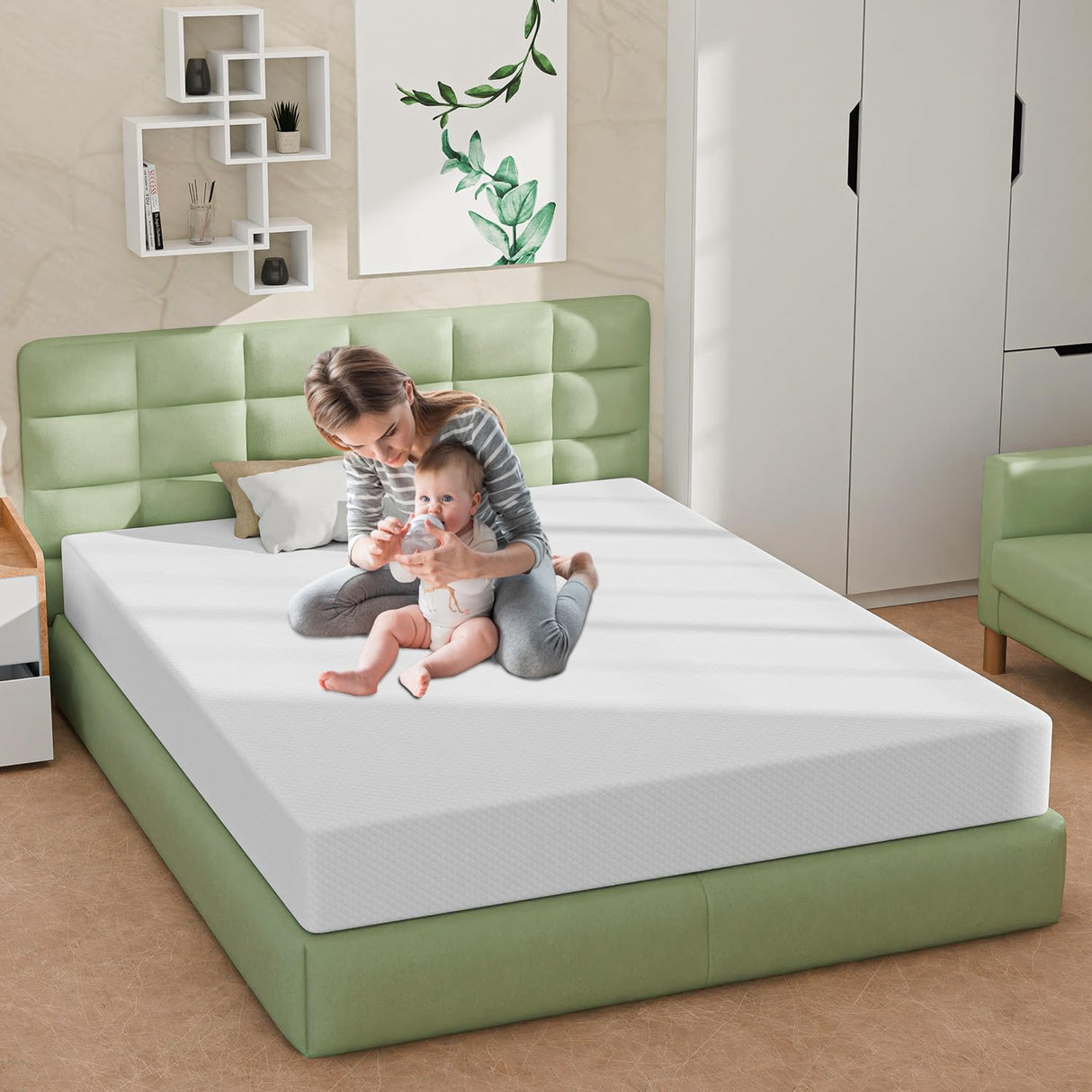 Nchanmar 8 Inch Queen Mattress, Gel Memory Foam Queen Size Mattress, Pressure Relieving, Cooling Gel Foam, Queen Mattress in a Box, Certipur-Us Certified, Bed-in-a-Box, Queen, 80"L x 60"W x 8"Th,White NChanmar