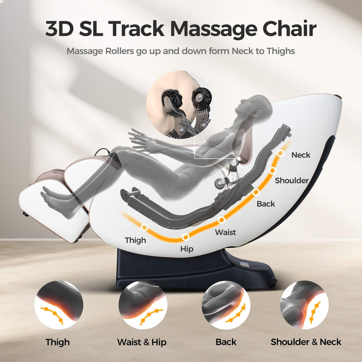 BOSSCARE Zero Gravity Massage Chair: 3D Full Body Airbags Shiatsu Massaging Chairs - SL Track AI APP Body Scanning Heating Recliner BOSSCARE