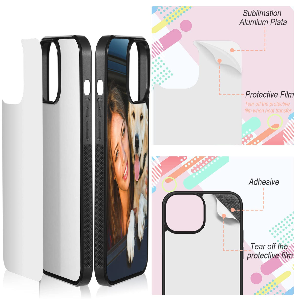 Frienda 15 Pieces Sublimation Blanks Phone Bulk Cover Protective Anti-Scratch Soft Shockproof Slim Covers Compatible with Apple iPhone, 3 Models (Black, Compatible with iPhone 14, 14 Pro, 14 Pro Max) Frienda