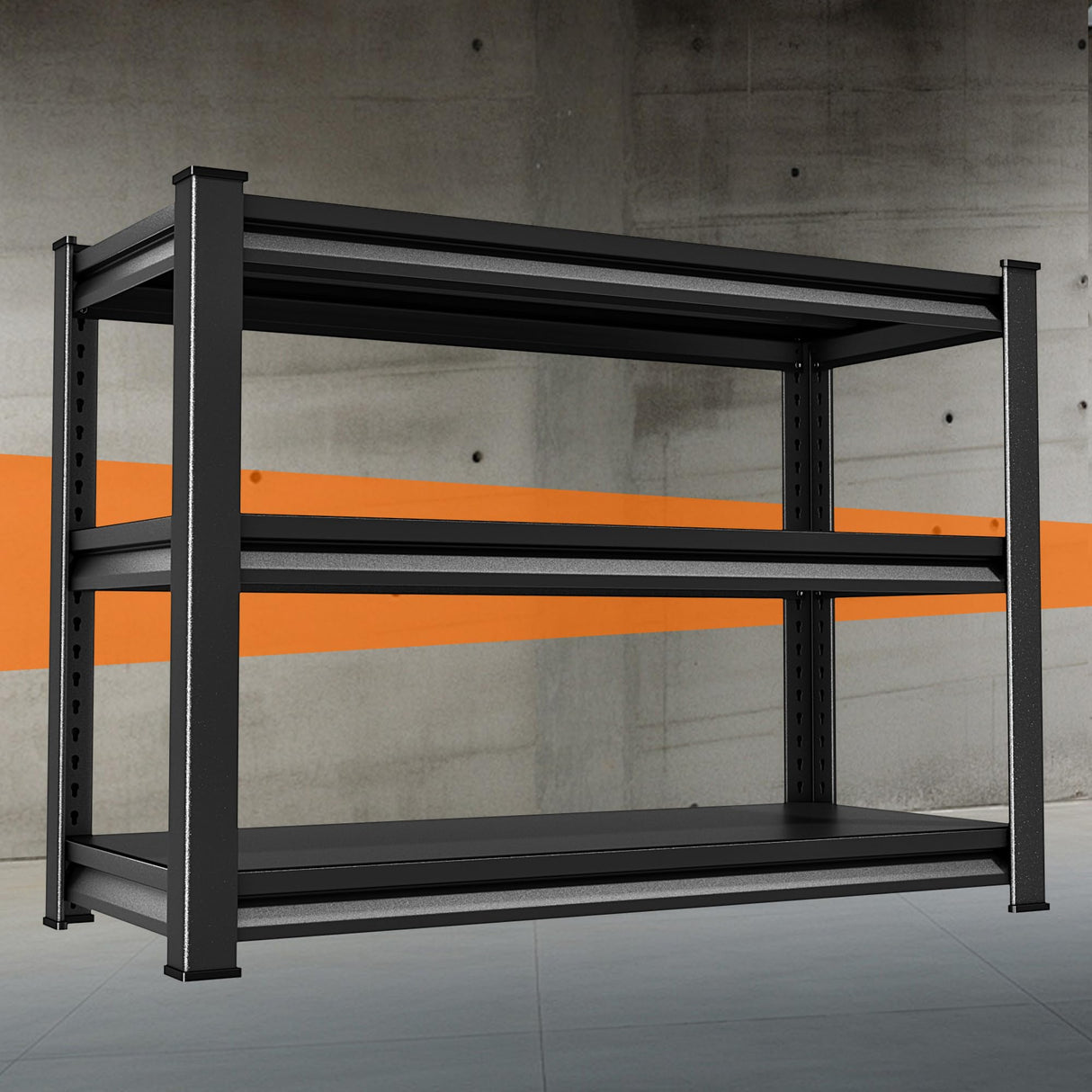 Huhaneon Heavy Duty Garage Shelves - 40''W 1,500Lbs Metal Adjustable Storage Shelving Rack Units for Warehouse Kitchen Pantry Basement 3 Tier Black 39.3" W x 15.7" D x 36" H Huhaneon