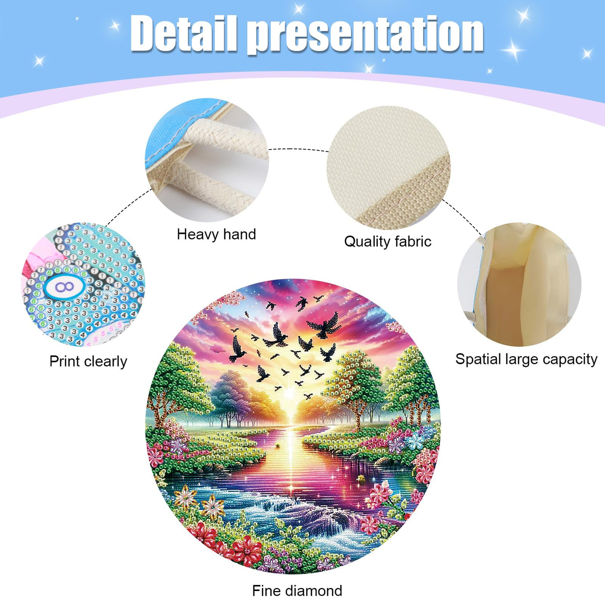 Tontut Diamond Painting kit Handbag Beautiful Scenery DIY Handmade Diamond Pattern Creative Gift Large Capacity Commuting Leisure Bag Tontut