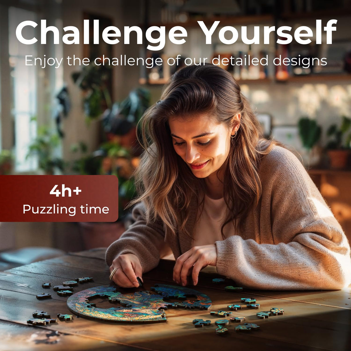 Crafthub Mystical Creatures Wooden Puzzles for Adults – A3 Dreamy Mermaid with 127 Pieces Wood Puzzles – Jigsaw Puzzles with Unique Animal Shapes – 10.9"x10.9" CRAFTHUB