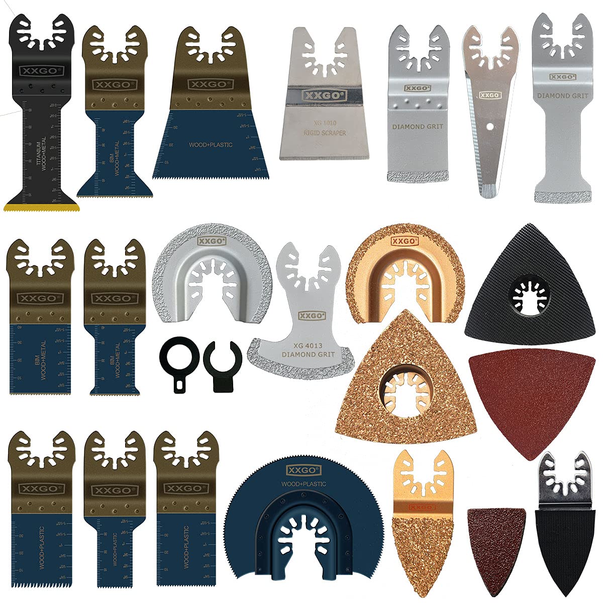 XXGO 120 Pcs Oscillating Multitool Blades Accessories Kits Compatible with Bosch, Chicago, Craftsman, Dremel, Fein, Harbor Freight, Milwaukee, Porter Cable, Ridgid, Ryobi, Rockwell XG1201 XXGO