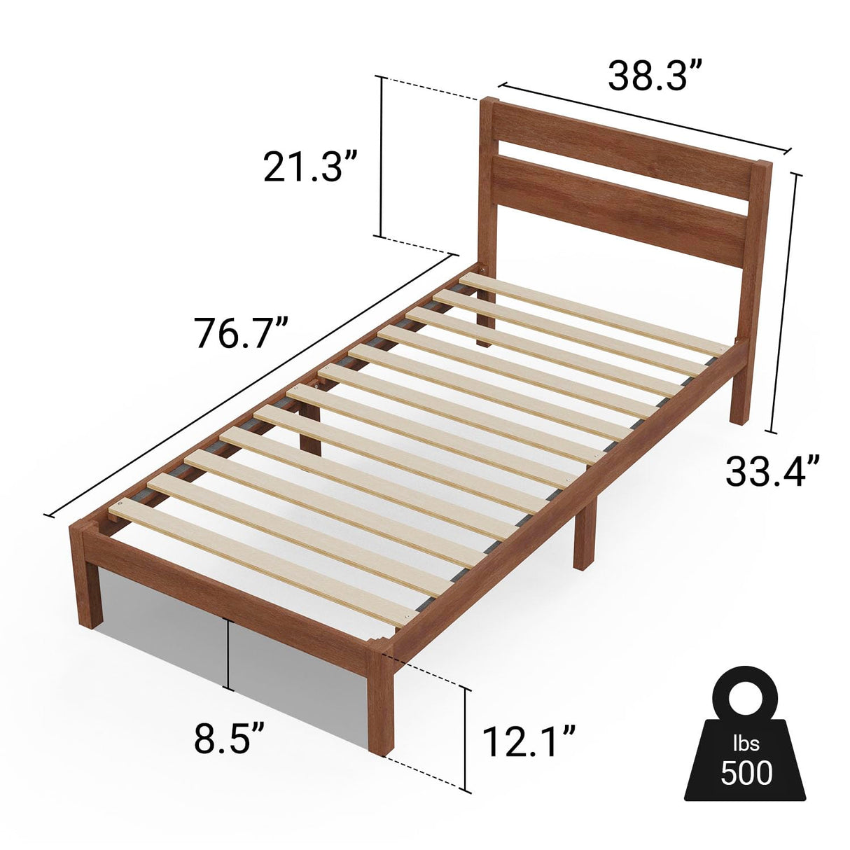 LIFEMENT Classic Wood Platform Bed Frame with Headboard, Essential, Noise Free, Under Bed Storage, No Box Spring Needed, Easy Assembly (Cherry, Twin) LIFEMENT