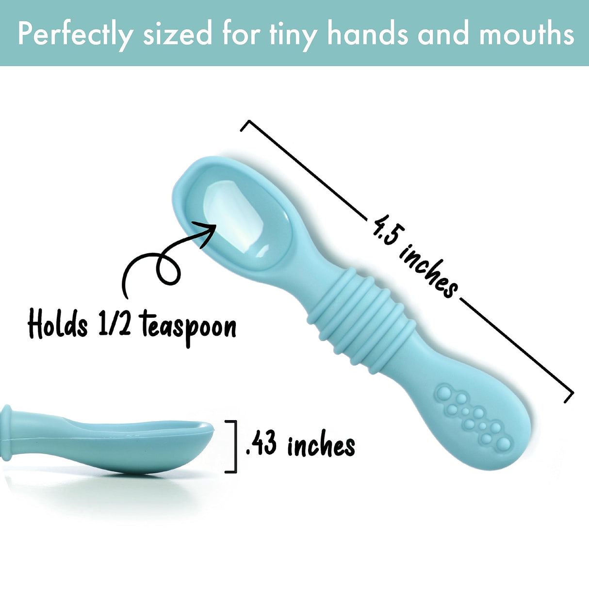 PrimaStella Silicone Chew Spoon Set for Babies and Toddlers - Safety Tested - BPA Free - Microwave, Dishwasher and Freezer Safe - Seaside Palette PrimaStella