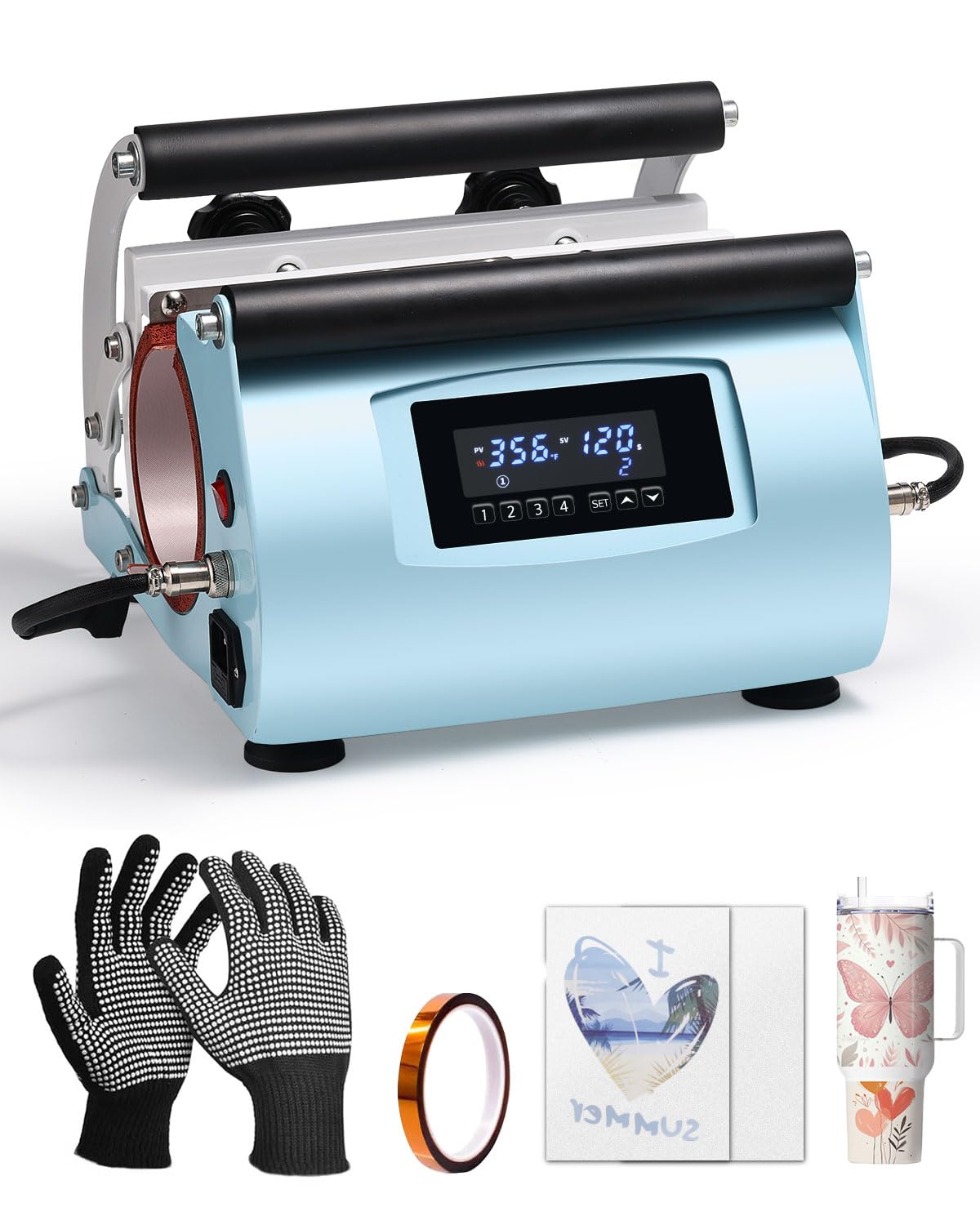 OFFNOVA 2 in 1 Dual 40 OZ Tumbler Heat Press Machine Double Station Combo Mug Heat Press Machine for 30oz 40oz Tumbler Top and Tapered Bottom Full Wrap Sublimation Printing OFFNOVA