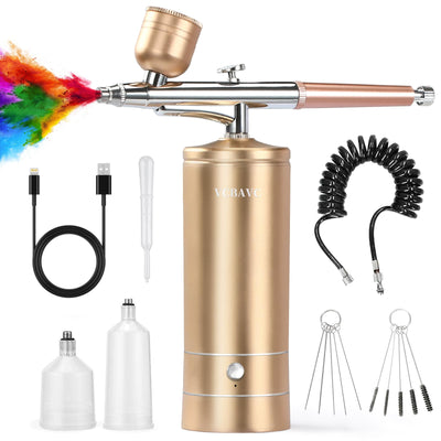 Airbrush Kit with Compressor 48PSI High-Pressure, Non-Clogging Air Brush Set Cordless Rechargeable with 0.3mm Nozzle and Cleaning Brush for Nail Art, Makeup, Painting, and Cake Decorating