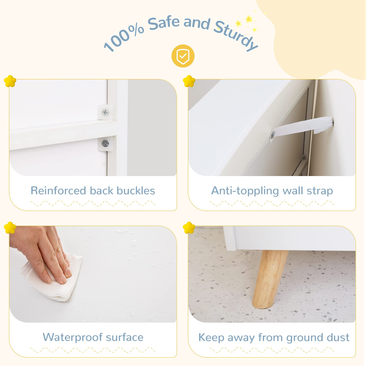 Curipeer White 3-Tier Kids Bookshelf and Toy Storage Organizer Curipeer