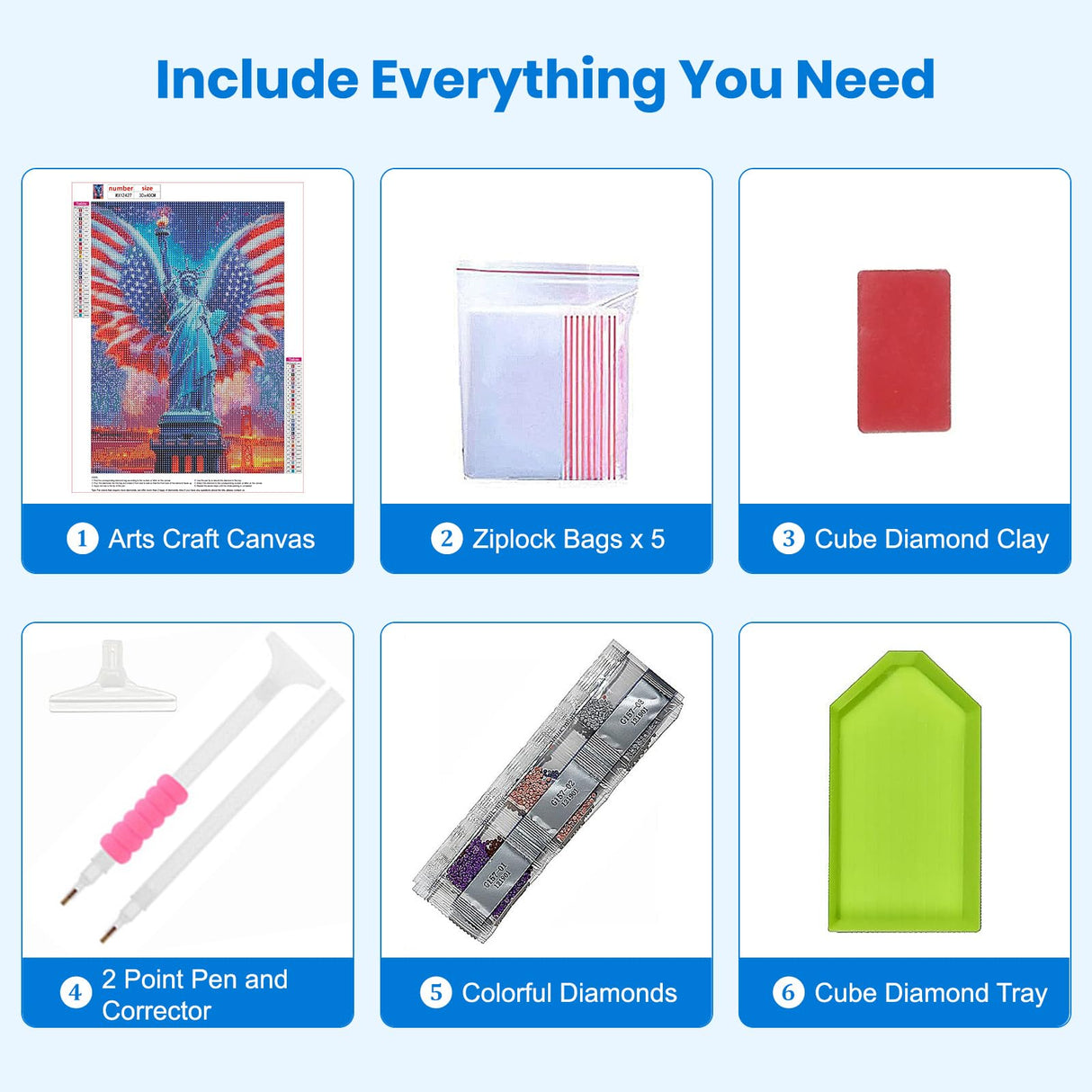 Bowetile Independence Day 5D Diamond Art Kits for Adults, 4th of July Statue of Liberty Diamond Painting Kit, DIY Full Drill Diamond Dots Paintings Picture Gem Art Craft for Home Decor 12x16 Inch Bowetile