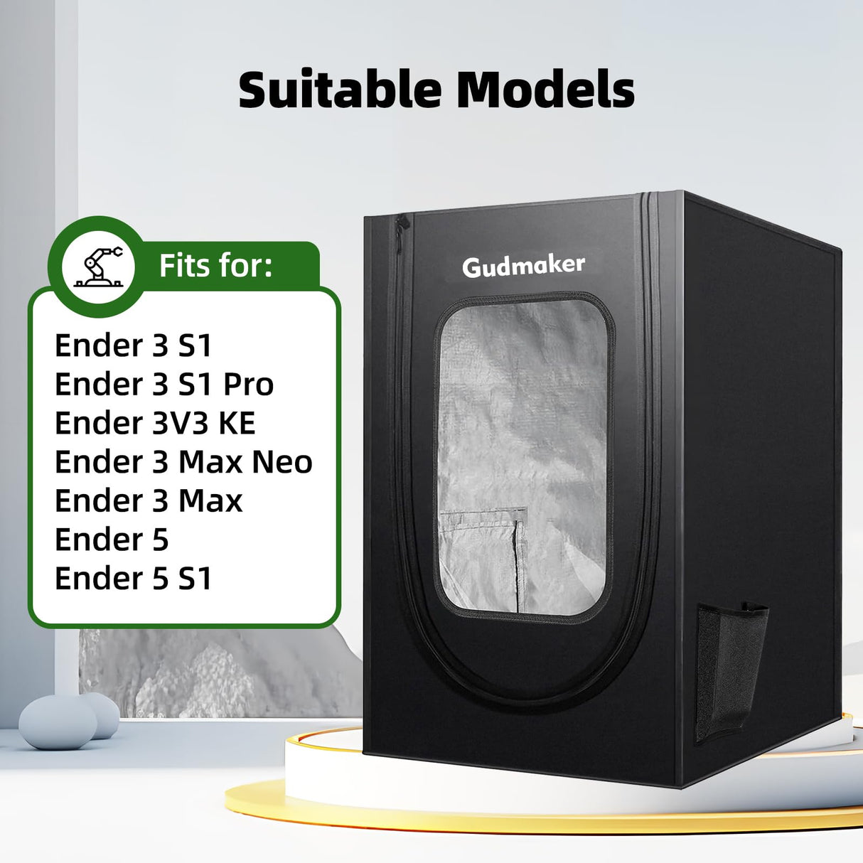 Gudmaker 3D Printer Enclosure, 29.5×25.6×21.6", Fireproof Dustproof Tent Constant Temperature Protective Cover for Creality Ender 3/Ender 3 Pro/Ender 3V2/Ender 3S1/Neo/Anycubic Elegoo HandyHelper