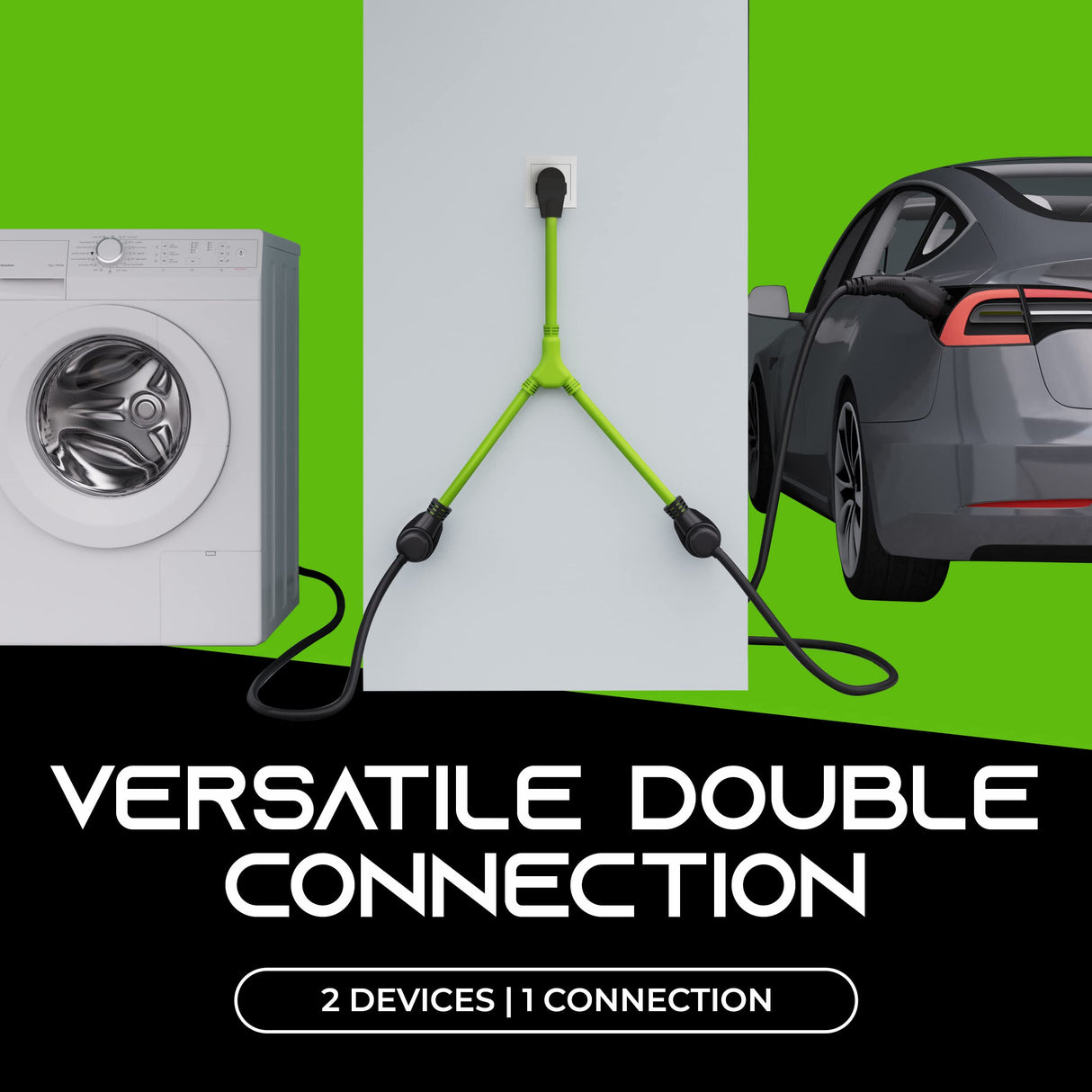 GEARit 3 Prong Dryer Y- Splitter 30 Amp NEMA 10-30P to (2) NEMA 10-30R Receptacle - STW 10AWG 3C Power Cord Adapter for Multiple Outlet Dryer Outlet and EV Charger - 2.2 Feet GearIT