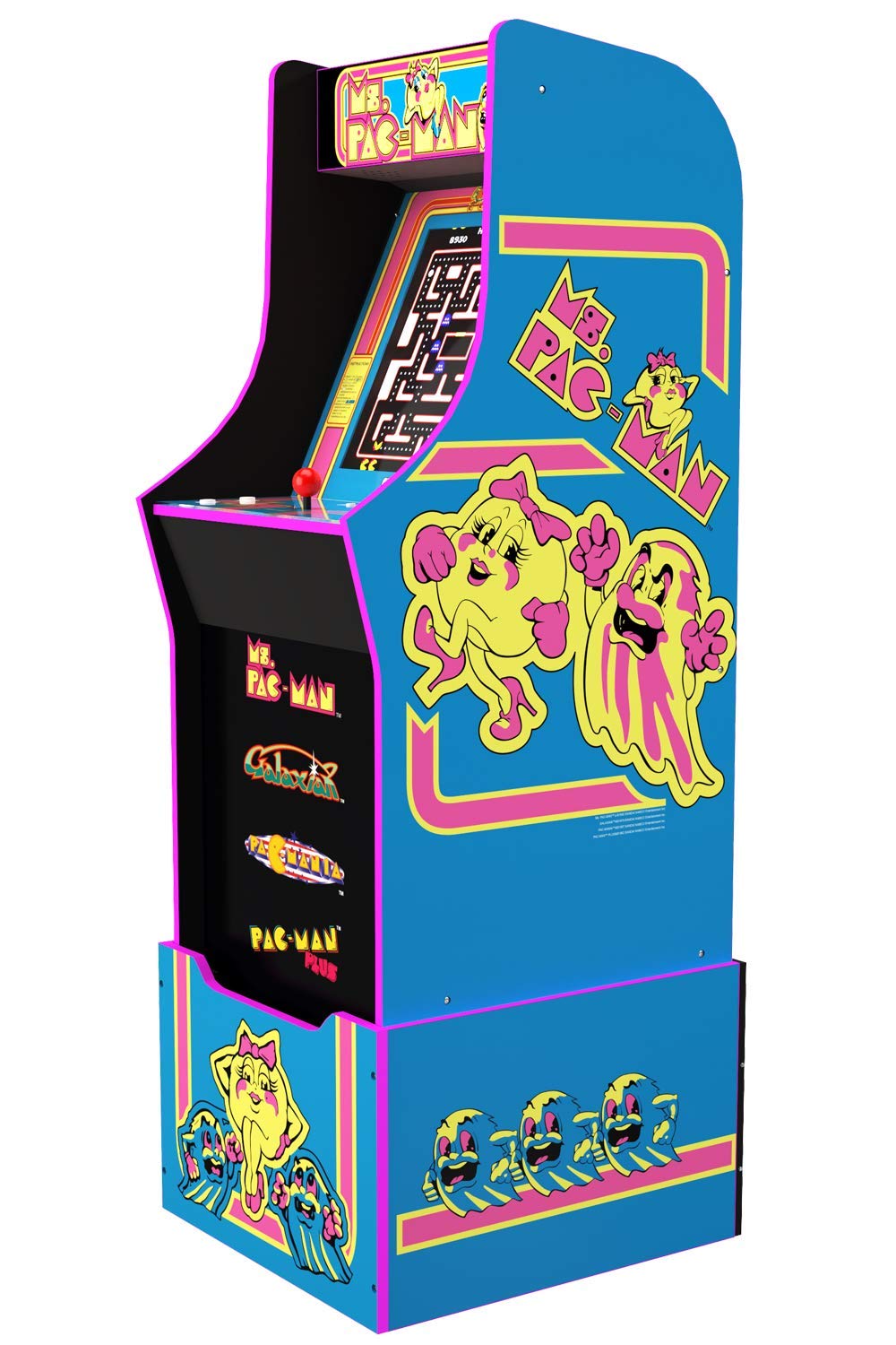 Arcade1Up Ms. Pac-Man 80S Retro Home Arcade Machine, 4 Games In 1, 4 Foot Cabinet with 1 Foot Riser - Electronic Games ARCADE1UP