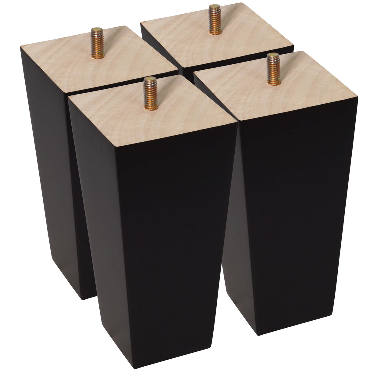 CODIN (5 Sizes: 3"-4"-5"-6"-8" Set of 4 Wood Furniture Legs - Square Sofa Legs, Couch Leg - Brown Mid-Century Modern Replacement Legs for Armchair Recliner Coffee Table Dresser (4, 6") CODIN