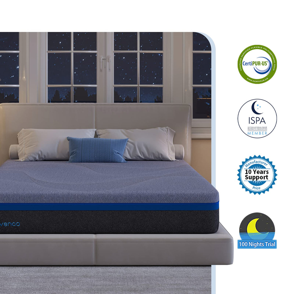 Avenco California King Mattress, 10 Inch Cal King Size Mattress in a Box with Gel Memory Foam & Breathable Cover, Pressure Relieving, Medium Firm Supportive, CertiPUR-US Certified Avenco