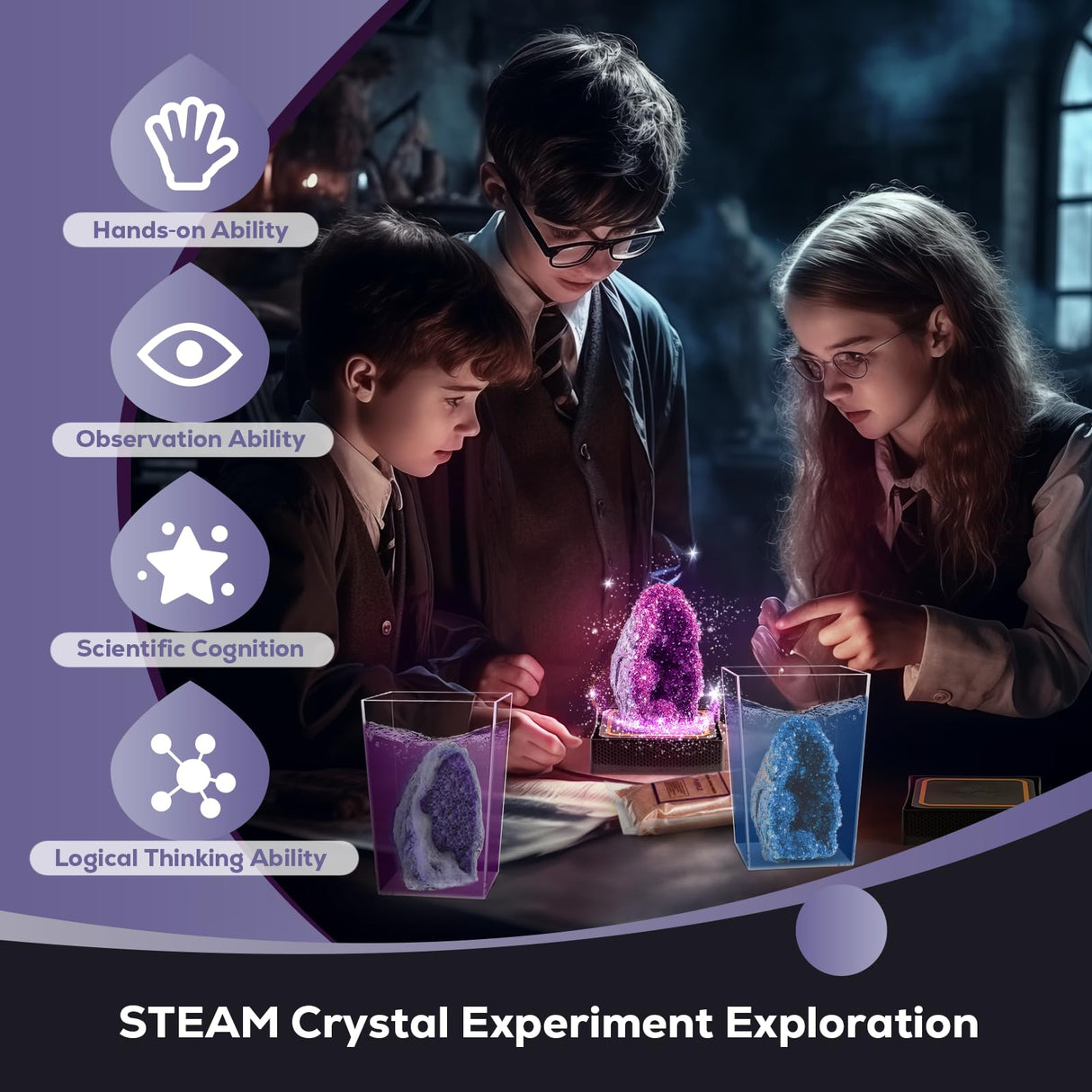 GobiDex Geodes Growing Science Kit for Kids Age 6-8-12, Geodes with Crystals Grow Fast in (24H), STEM Educational Science Experiments Toys, Geology & Rock Enthusiasts Collection, Gifts for Boys Girls GobiDex