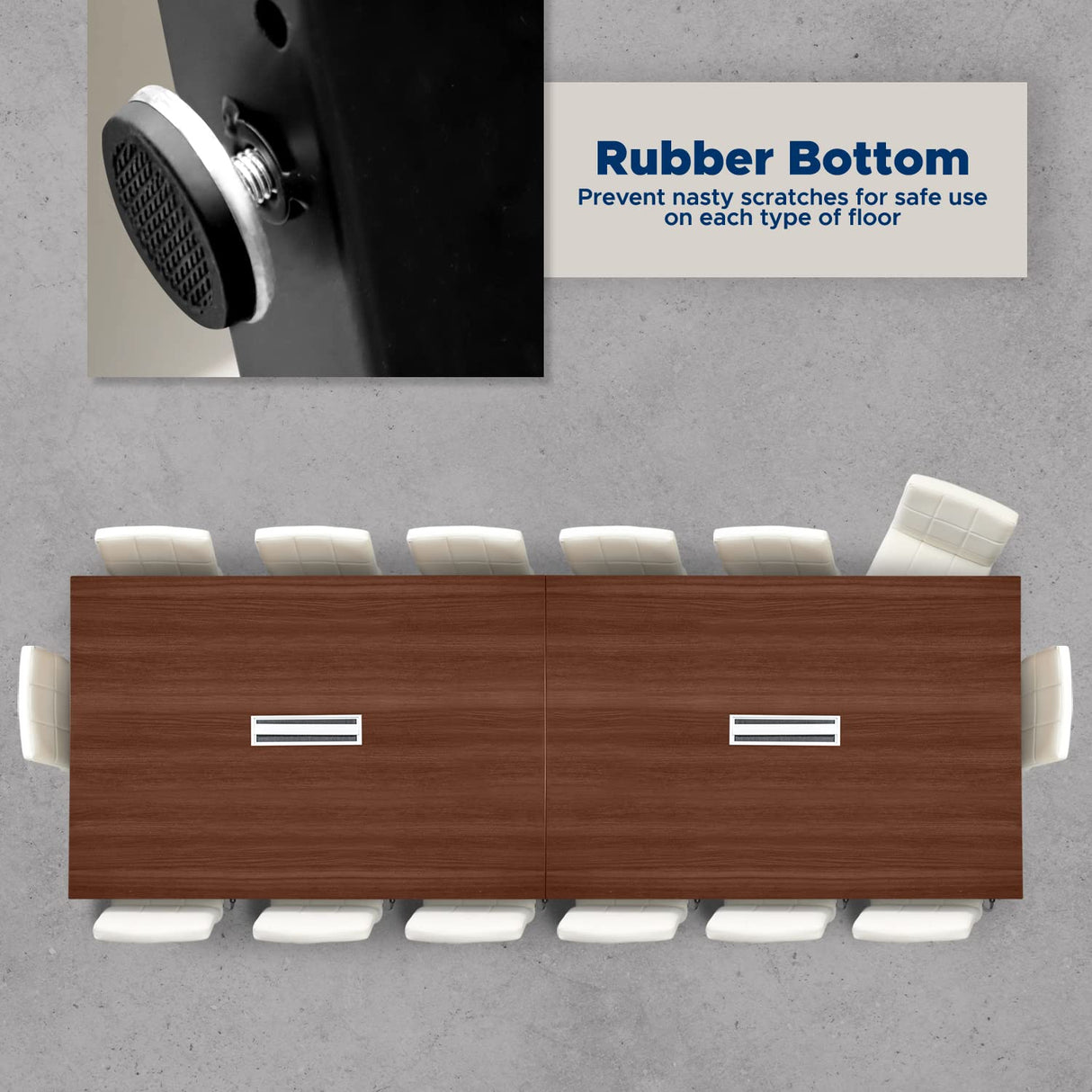 ahliss Sturdy Conference Table with Cable Management Grommets Modern Rectangle Office Meeting Table with Wood Tabletop and Metal Frame & Legs- Easy Assembly Boardroom Table (Mahogany, 12 foot) ahliss