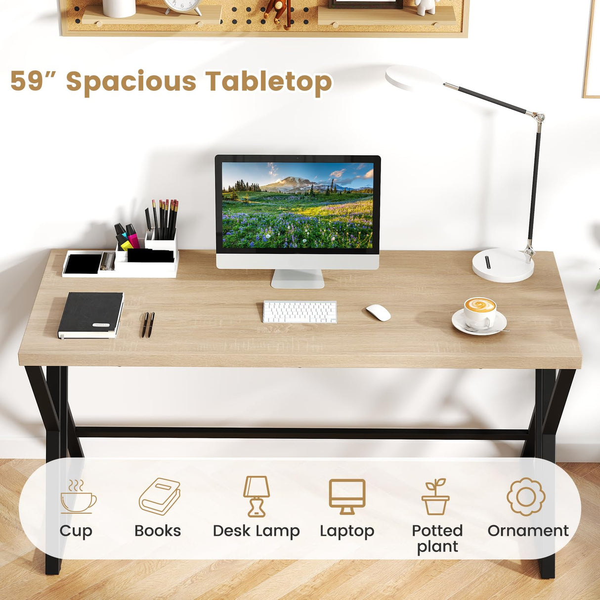 Giantex 10 FT Conference Table for 8-10 People, Modern 48" D x 118" W Large Meeting Table with Z-Shaped Metal Leg, Rectangle Conference Room Table for Office, Boardroom, Grey Oak Giantex