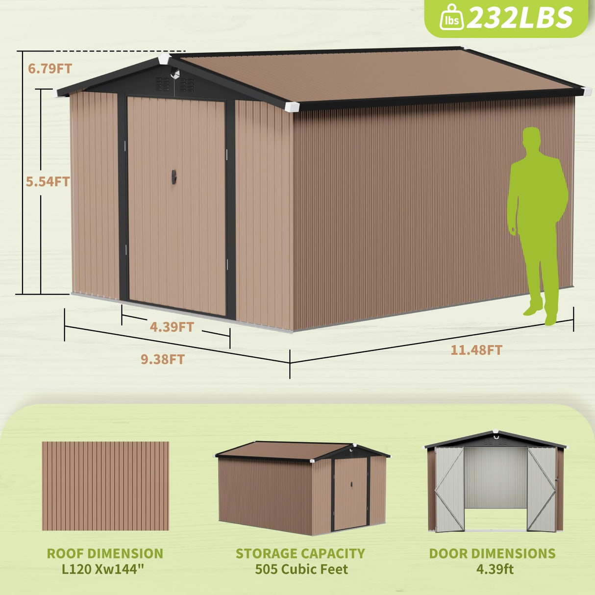Metal Storage Shed,Outdoor Storage Building 10x12,Large Backyard Sheds with Lockable Doors,Waterproof Outside Storage Shed Sannwsg