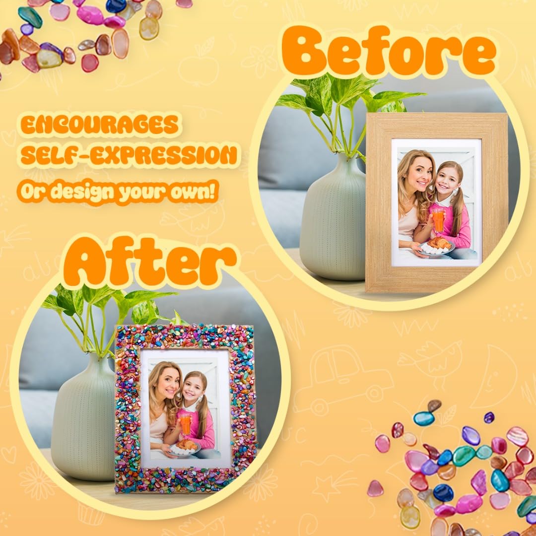Playbees Kids Picture Frame Mosaic Craft Kit Craft DIY Arts & Crafts for Kids Frame Kit Great Birthday Gifts for 3 4 5 6 7 8 9 10 11 12 Year Old Holiday Christmas Gift for Girls Playbees