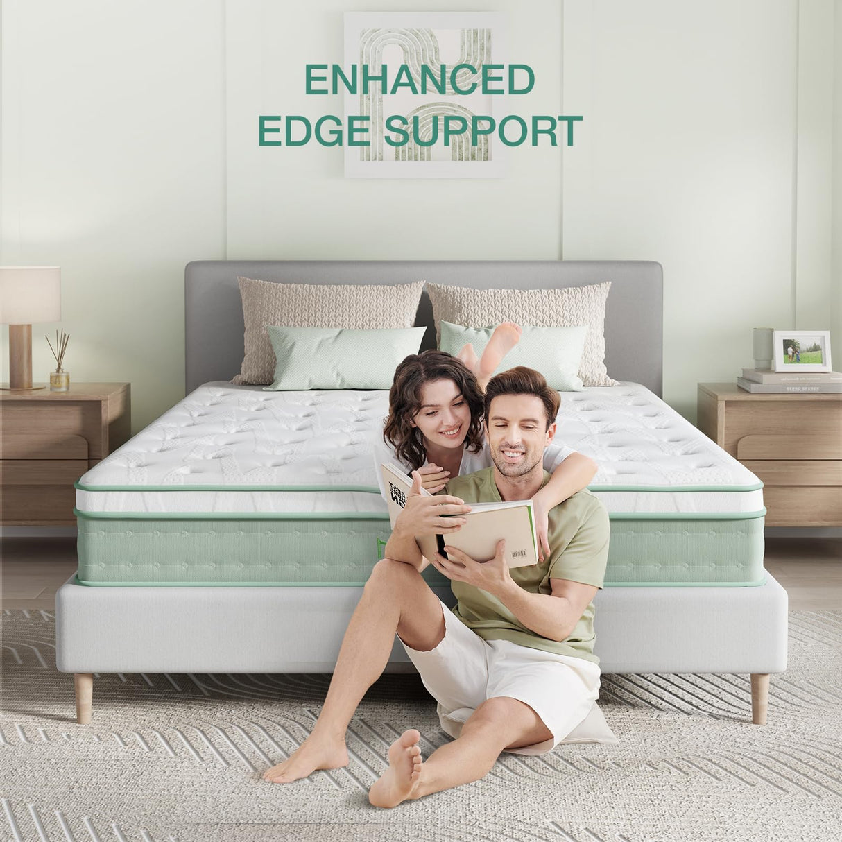 Novilla Queen Mattress, 12 Inch Hybrid Mattress, Gel Memory Foam with Individual Pocket Springs for a Peaceful Sleep, Queen Size Mattress with Quilted Cover Novilla