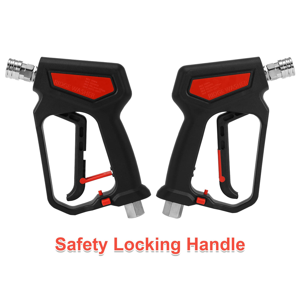 RIDGE WASHER Pressure Washer Gun 5000 PSI, 12 GPM, High Pressure Spray Gun with 1/4" Quick Connector, 3/8'' Quick Connect, M22-14 mm and M22-15 mm Fitting RIDGE WASHER