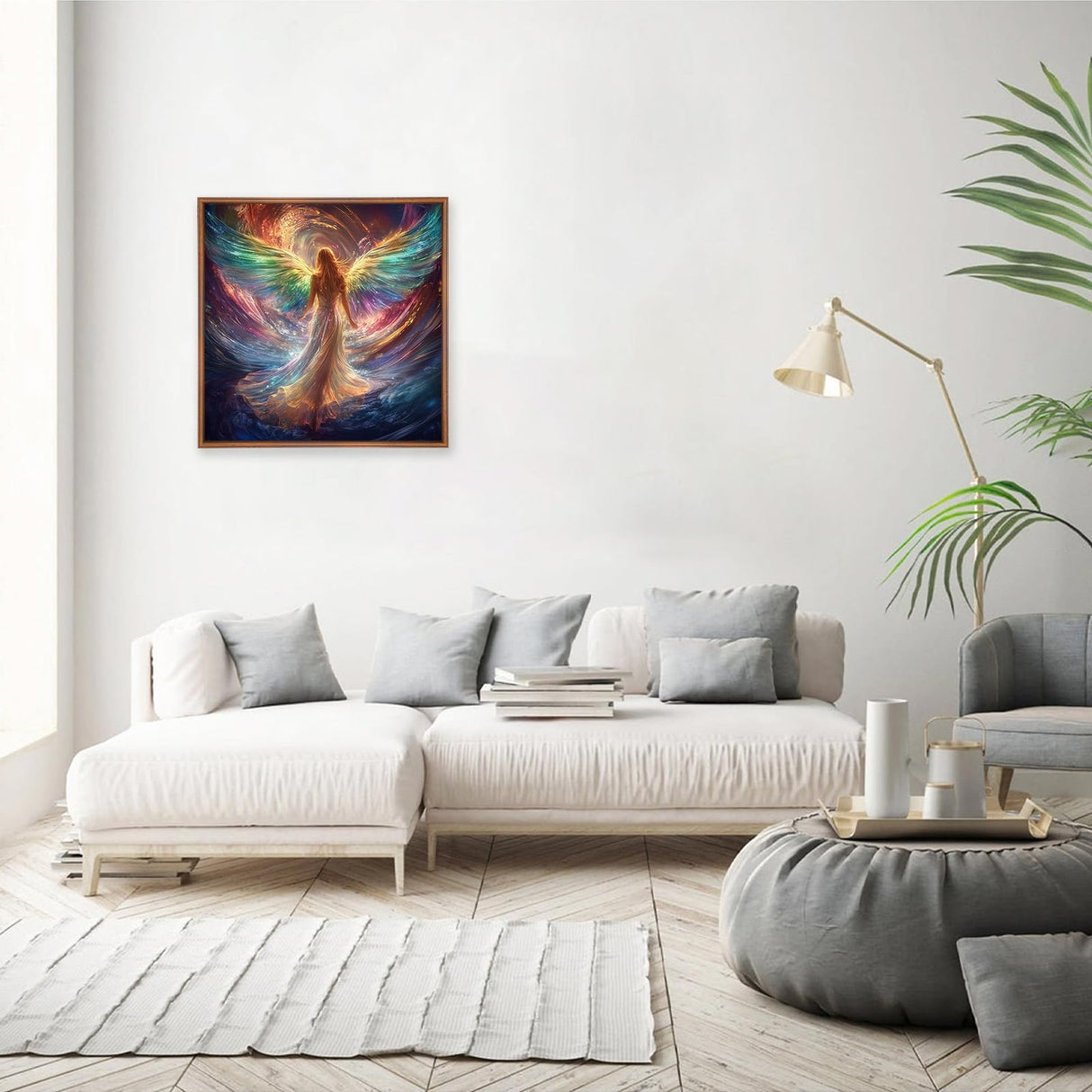 MEIYUDA Diamond Painting Kits for Adults, DIY Angel Diamond Art Kits for Adult Beginners, 5D Rainbow Angel Round Full Drill Gem Art Crafts for Home Wall Decor Present 12x12inch MEIYUDA