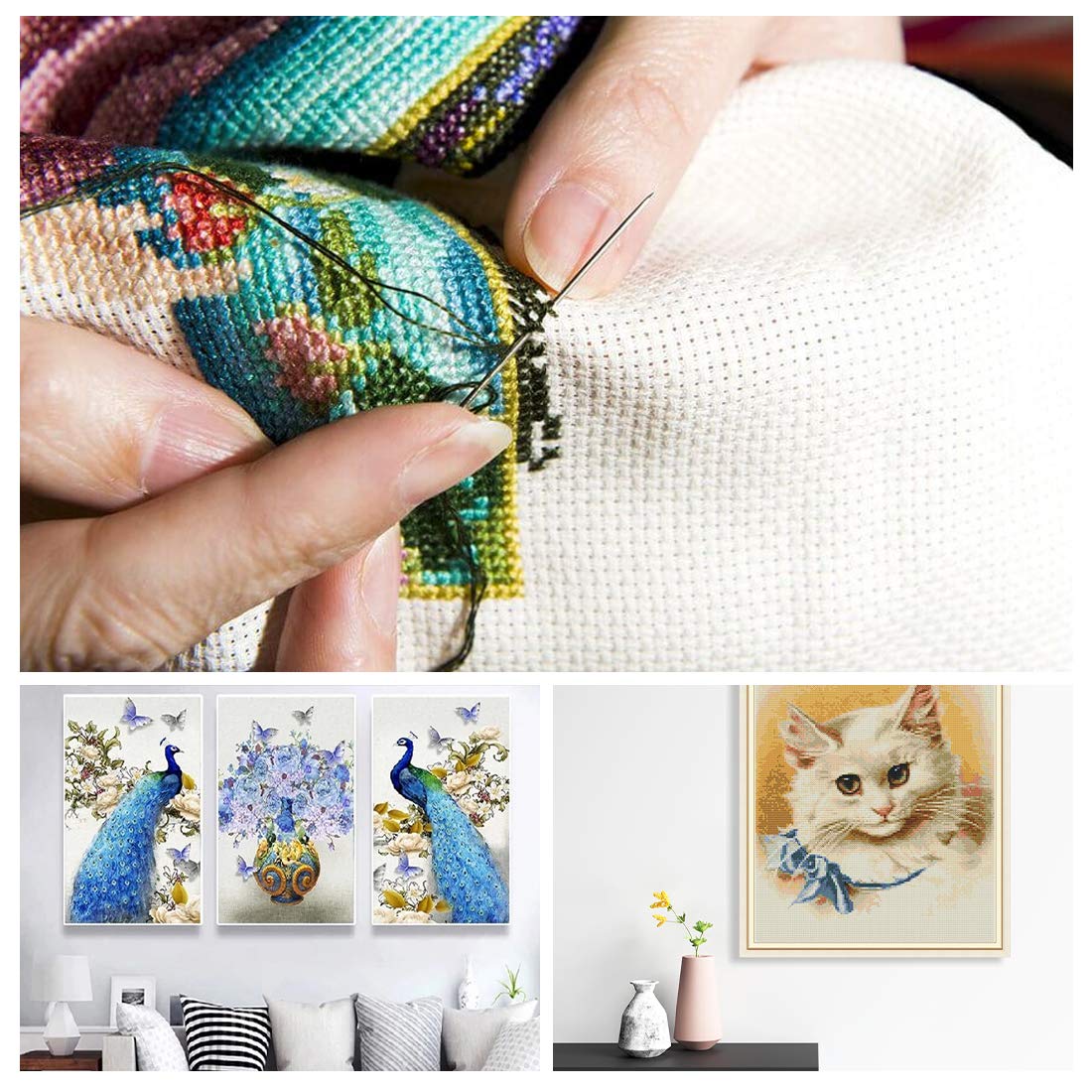 Cross Stitch Aida Fabric 14 Count, 59 by 39 Inch Large Size, Classic Reserve Cross Stitch Aida Cloth for Home DIY Embroidery Decoration MYFAMIREA