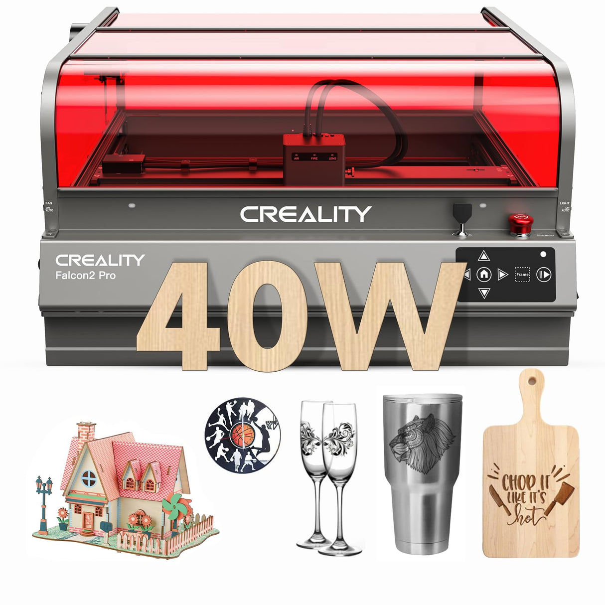 Creality Laser Engraver Faclon2 Pro 40W Desktop Diode Cutter and Engraver Machine with Enclosure,Smart Camera,Air Assist,Engraving Machine for Wood Acrylic Leather Stone Metal Creality