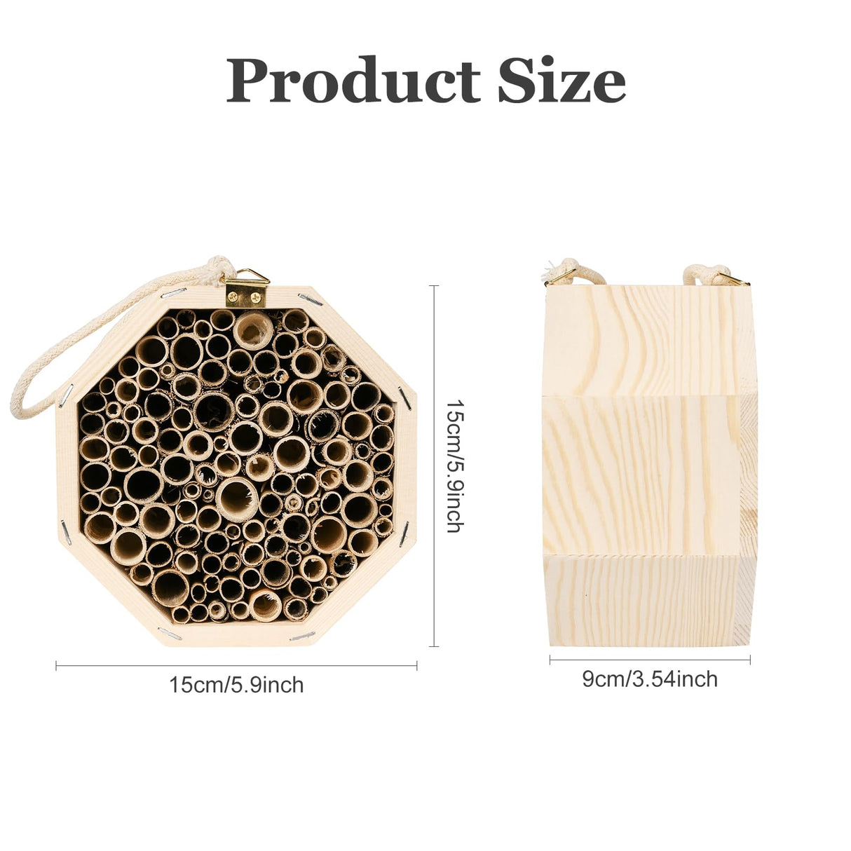 Mason Bee House,Hanging Bee Houses for The Garden, Pollinating Bee House Attracts Peaceful Bee,Insect Observation,Beekeeping Supplies Pumwoy