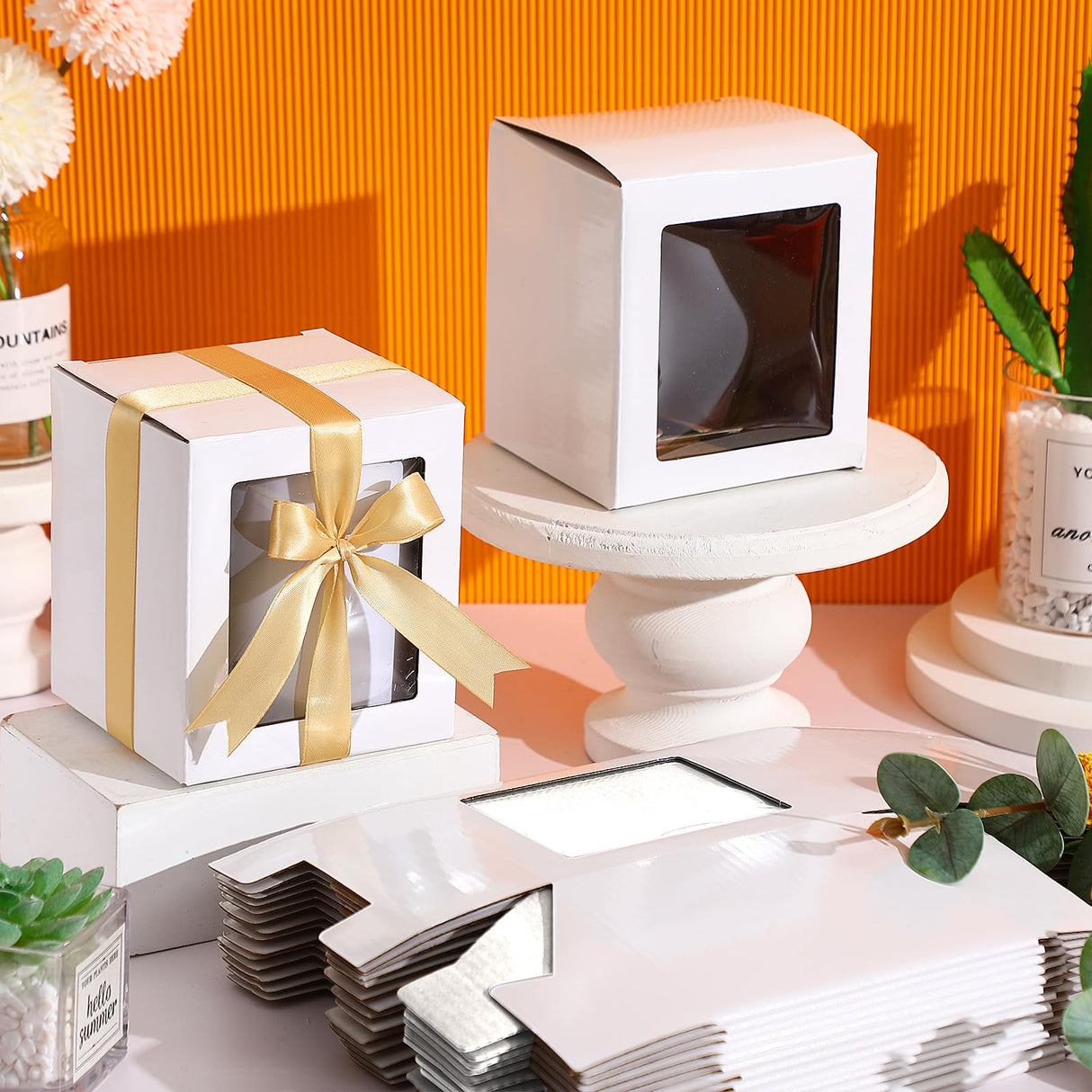 Ctosree 50 Pcs Gift Boxes for Sublimation Mugs, Mug Boxes for Shipping Exhibition Boxes for 11oz, 12oz, 15oz Sublimation Mugs Blank Mug Box Cups Gift Wrapping (White) Ctosree
