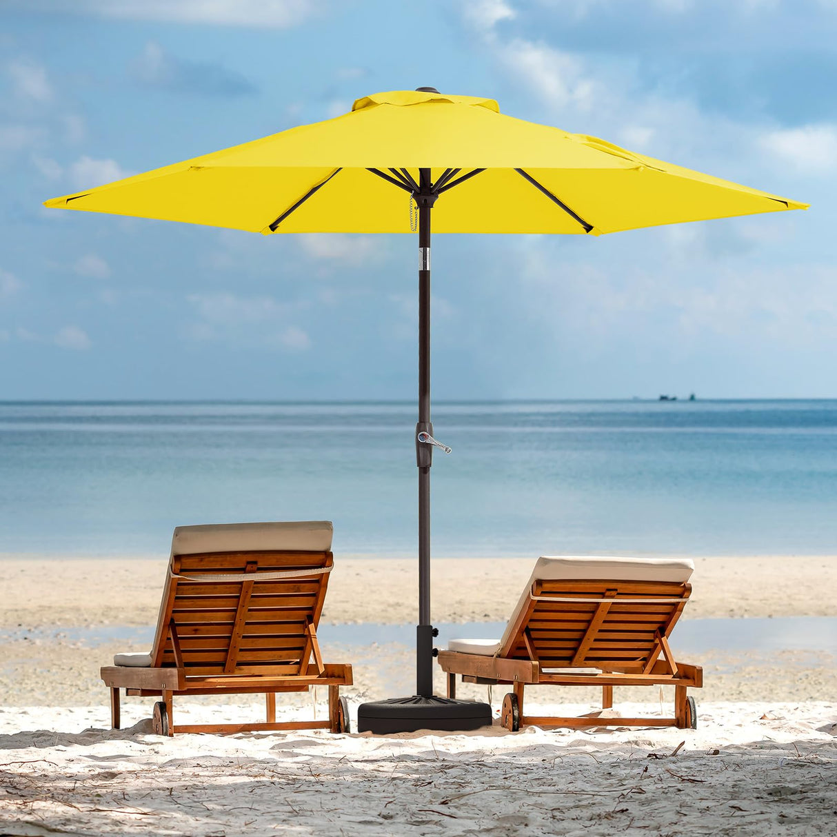 JEAREY 7.5FT Patio Umbrella Market Table Umbrella with 6 Sturdy Ribs, Push Button Tilt/Crank Outdoor Umbrella for Garden, Deck, Backyard, Pool and Beach,Yellow JEAREY
