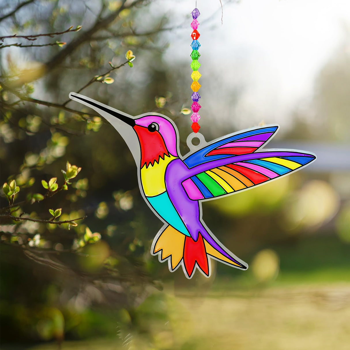 Winlyn 24 Sets Hummingbird Suncatcher Decorations DIY Window Paint Art Craft Kits Rainbow Bird Painting Kit for Kids Classroom Activities Birthday Spring Summer Camping Party Art Project Winlyn