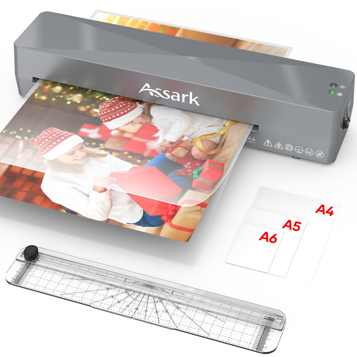 Laminator, 9 Inch A4 Thermal Laminator Machine with Laminating Sheets 9pcs & Paper Trimmer, 4 in 1 Hot & Cold Personal Lamination Kit for Home Office School Use, Fast Warm-Up & Quiet, Never Jam Assark