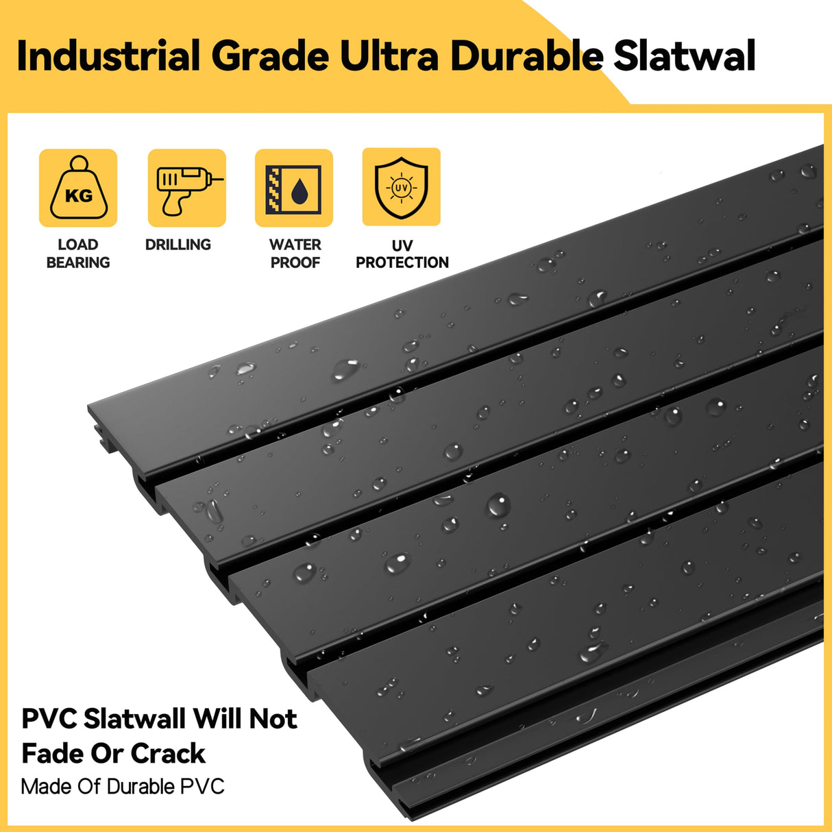 RORA Slat Wall Paneling Garage Slat Wall Storage Systems 4x8 ft Slatwall Black Heavy Duty Satwall for Tool Organization ,Pvc SlatWall Panels,Fits for Storage and Display RORA