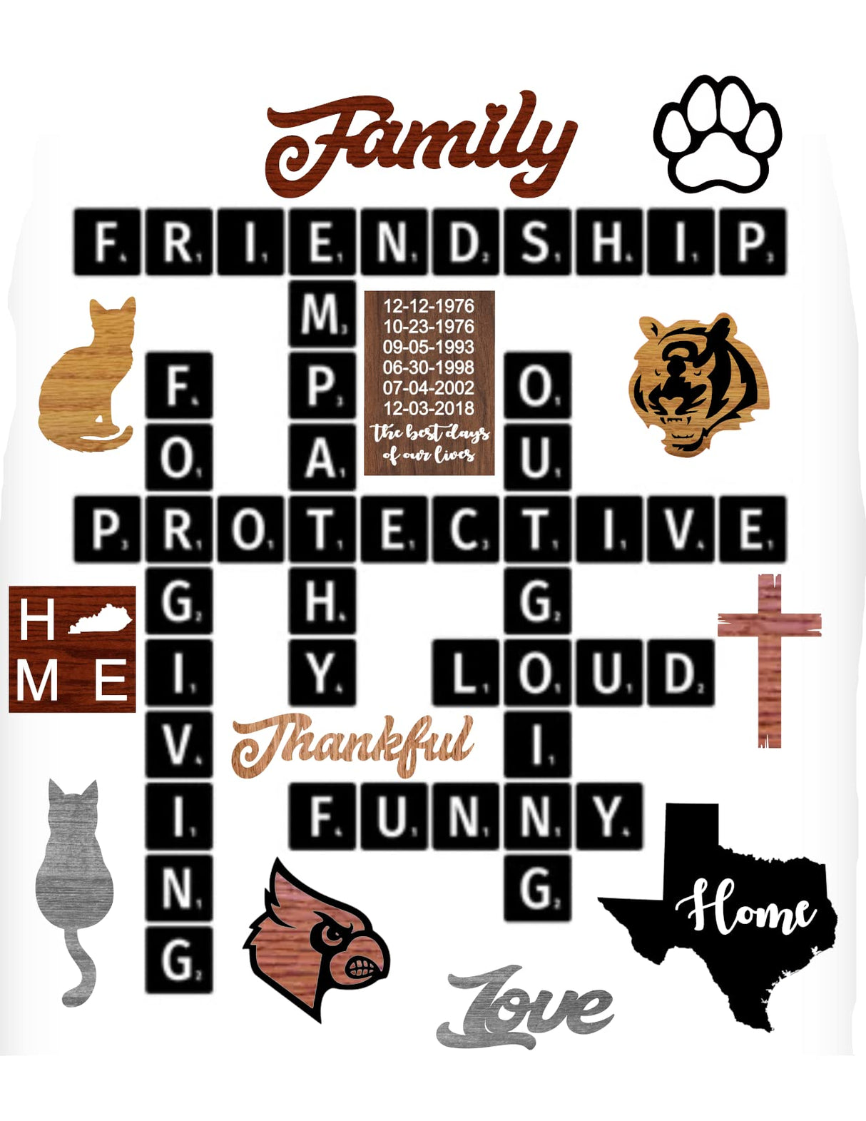 Scrabble 4 x 4 Tiles, Wooden Wall Ready to Hang Tiles, Wall Decor, Farmhouse Style, Scrabble Pieces, Personalized Sign, Wooden Letters Generic