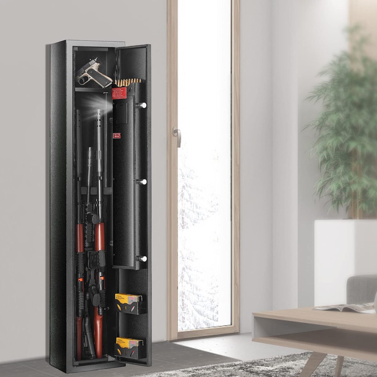 VEVOR 3-4 Rifles Gun Safe, Rifle Safe with Digital Keypad & Lock, Quick Access Gun Storage Cabinet for shotguns with Removable Shelf, Pistol Rack, Ammo Storage Box for Home Rifle and Pistols VEVOR