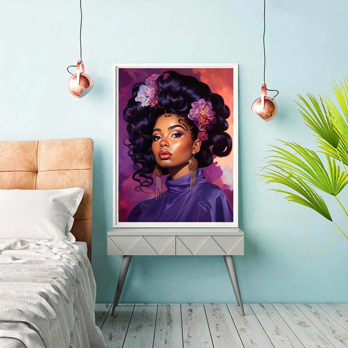 Reofrey DIY Diamond Art Kits for Adults Africa, Beauty Full Drill Round Rhinestone Diamond Painting Kits, Cross Stitch Embroidery Canvas for Crafts Home Wall Decor 30x40cm Reofrey