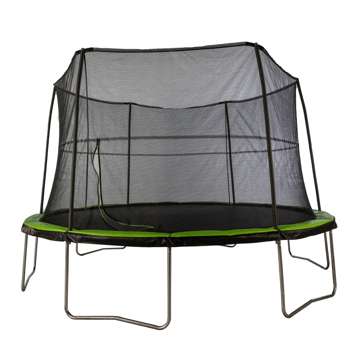 JumpKing 14 Foot Round Trampoline and Enclosure System with Galvanized Steel Frames and 200 Pound Capacity for Kids and Adults, Black/Lime Green JumpKing