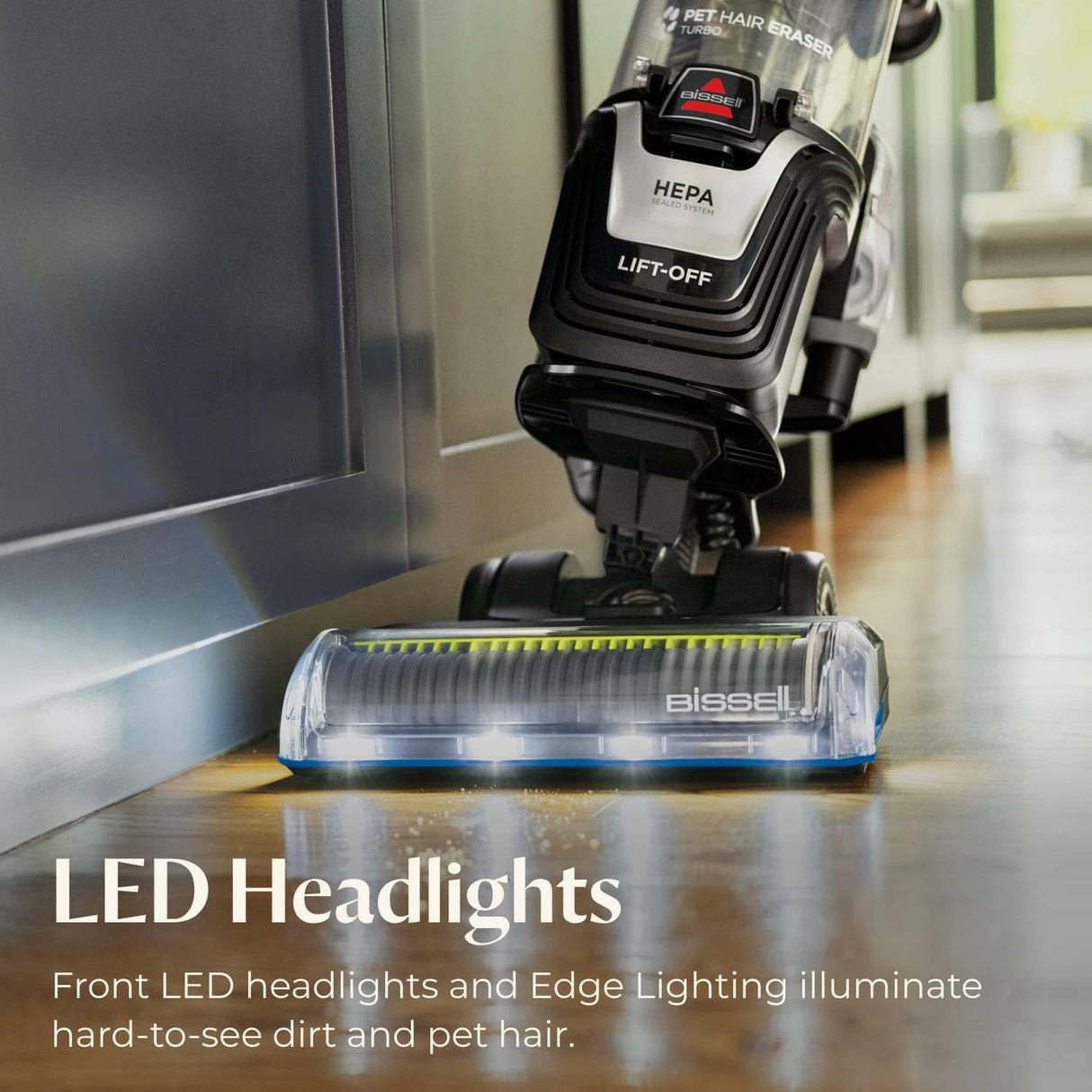 Bissell Pet Hair Eraser Turbo Lift-Off Vacuum, w/Self-Cleaning Brush Roll, HEPA Filtration, Powerful Pet Hair Pickup with TurboBrush Pivot Tool & LED-lit dusting Brush & Crevice Tool, 3774F Bissell