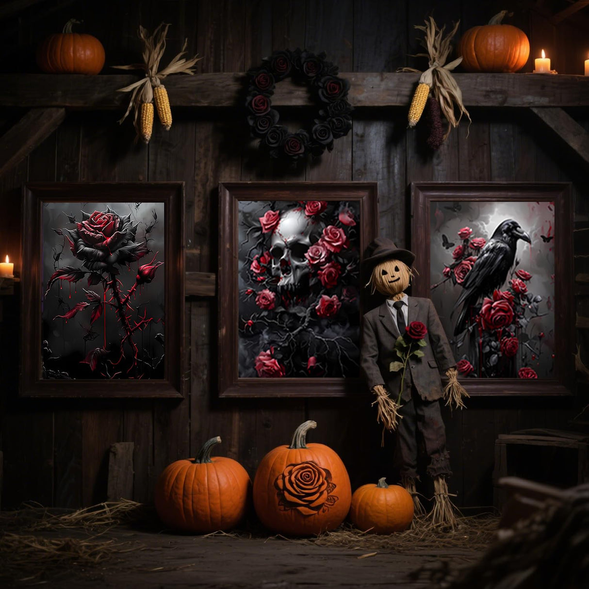 YULIDECO Paint by Numbers for Adults Beginners,Paint by Numbers Gothic 3-Piece Set,DIY Skull Acrylic Painting on Canvas for Home Wall Art Decor (12x16Inch) YULIDECO