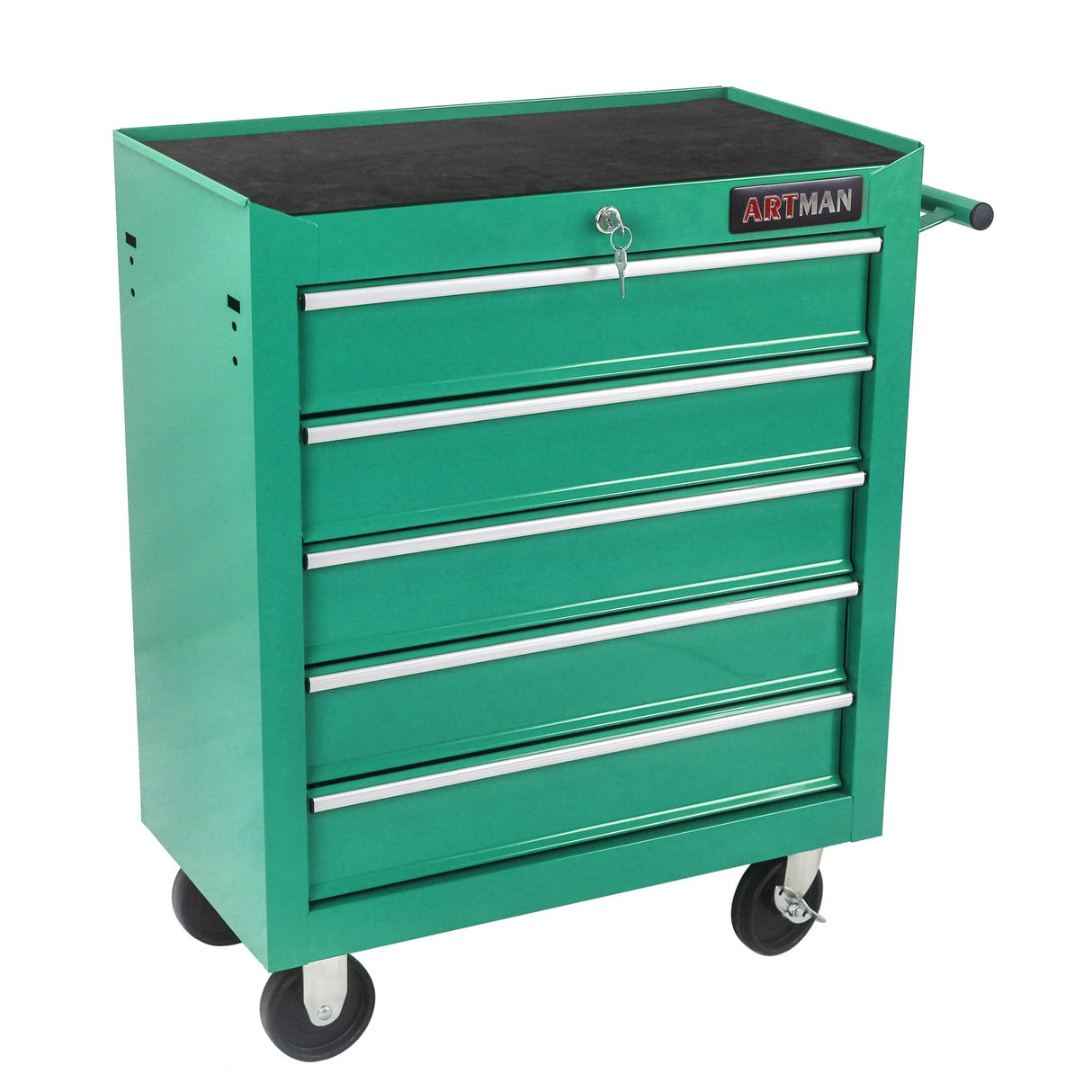WTRAVEL Rolling Tool Chest with 5-Drawer Tool Box with Wheels Multifunctional Tool Cart Mechanic Tool Storage Cabinet for Garage, Warehouse, Workshop, Repair Shop (Green) WTRAVEL