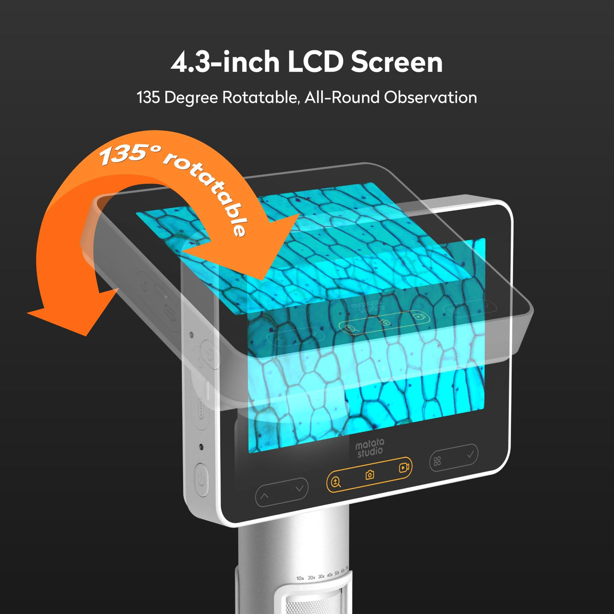 MX2-AS Microscope for Kids, 2-in-1 Handheld Miniscope, 1600X Digital Microscope with 4.3-inch 1080P Screen, Educational Kids Microscopes Kit for Boys Girls MatataStudio